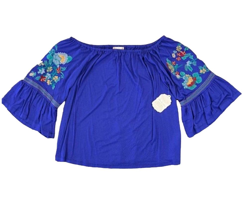 NWT Altar'd State Purple/Blue Boho Festival Embroidered Top - SIZE MEDIUM